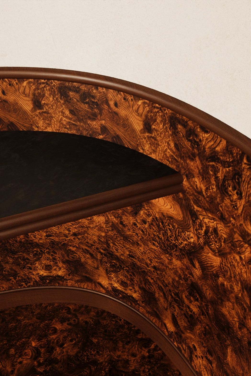 Burl wood and trim detail, rendering